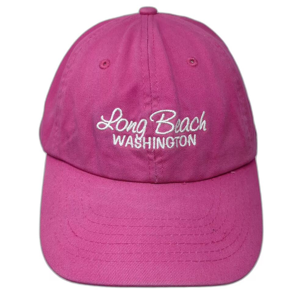 DPC Baseball Cap Pink White OS Long Beach Washington Embroidered Cotton Hat